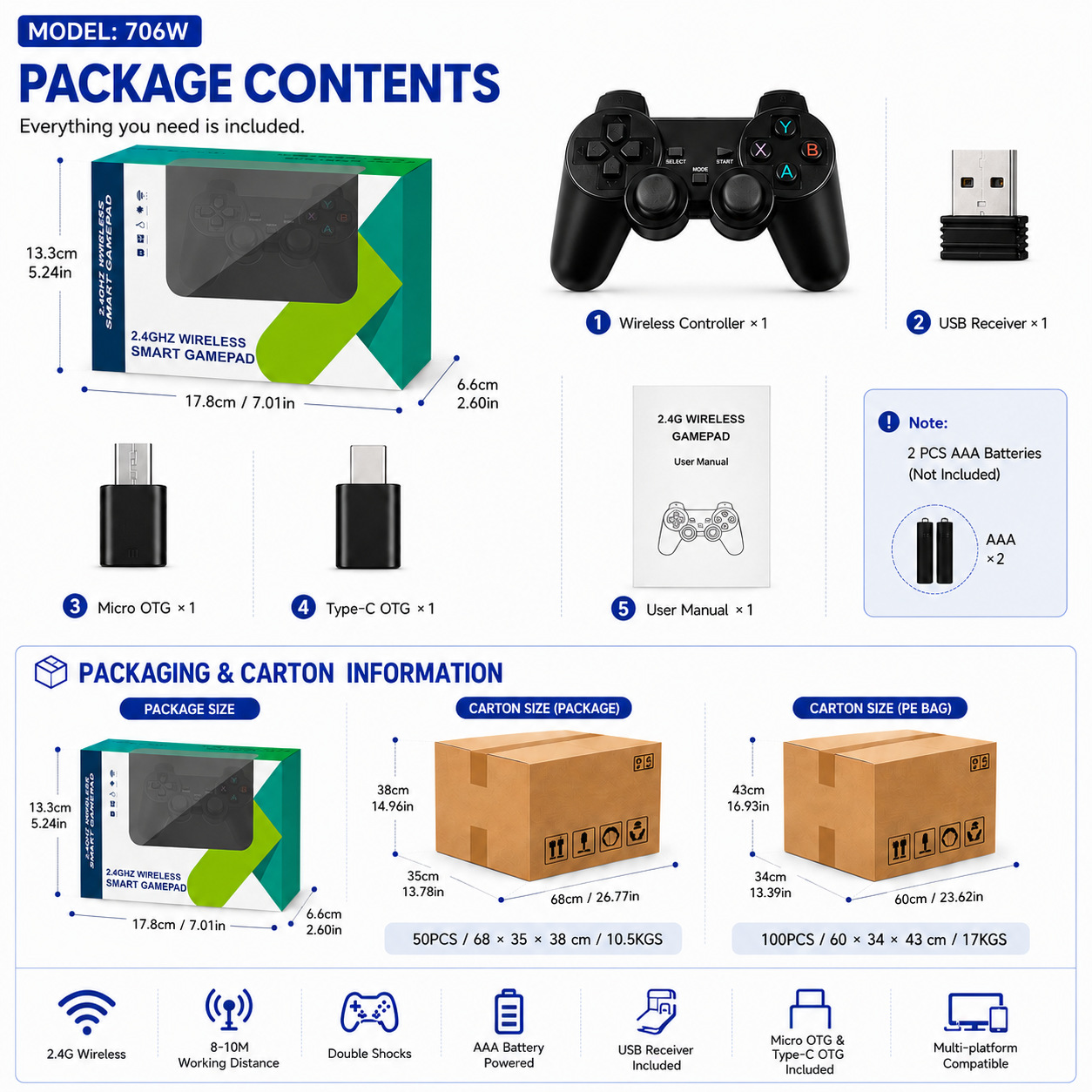 2.4G Game Controller Android TV TV Computer PC360 Android Wireless Controller Supports STEAM Console