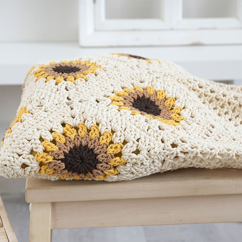 Summer Fresh Cotton Lace Hollow Out Crochet Bag Sunflower Shoulder Bag Commute Beach Vacation Women's Bag