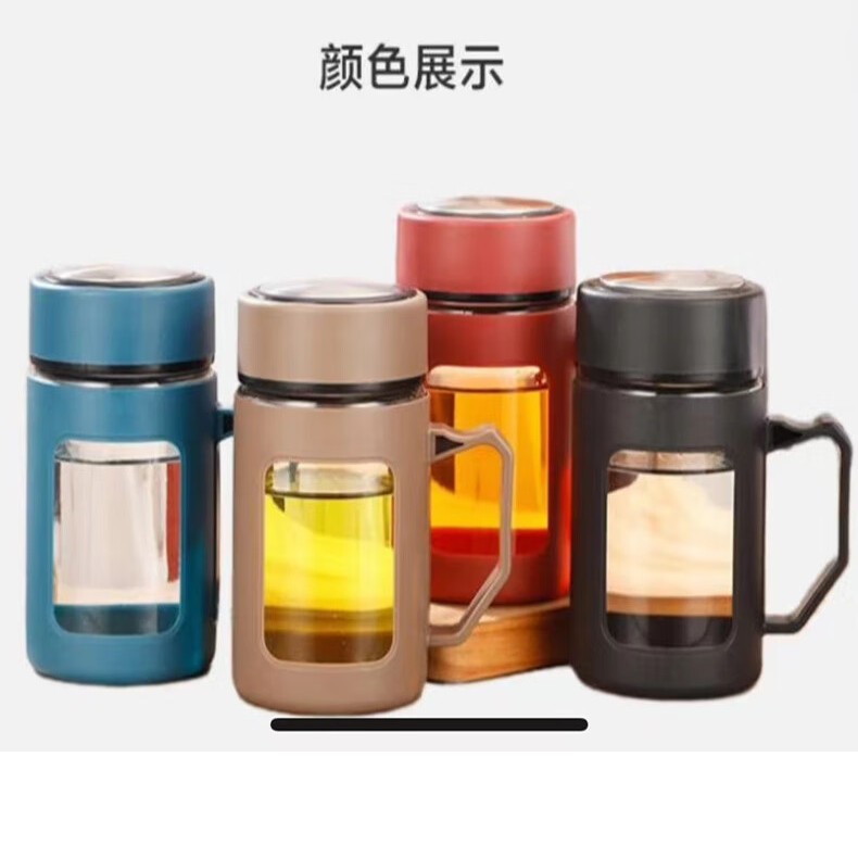 Large capacity with handle tea strainer cup, men's personal use, glass cup, office heat-resistant water cup, shatterproof, tea cup