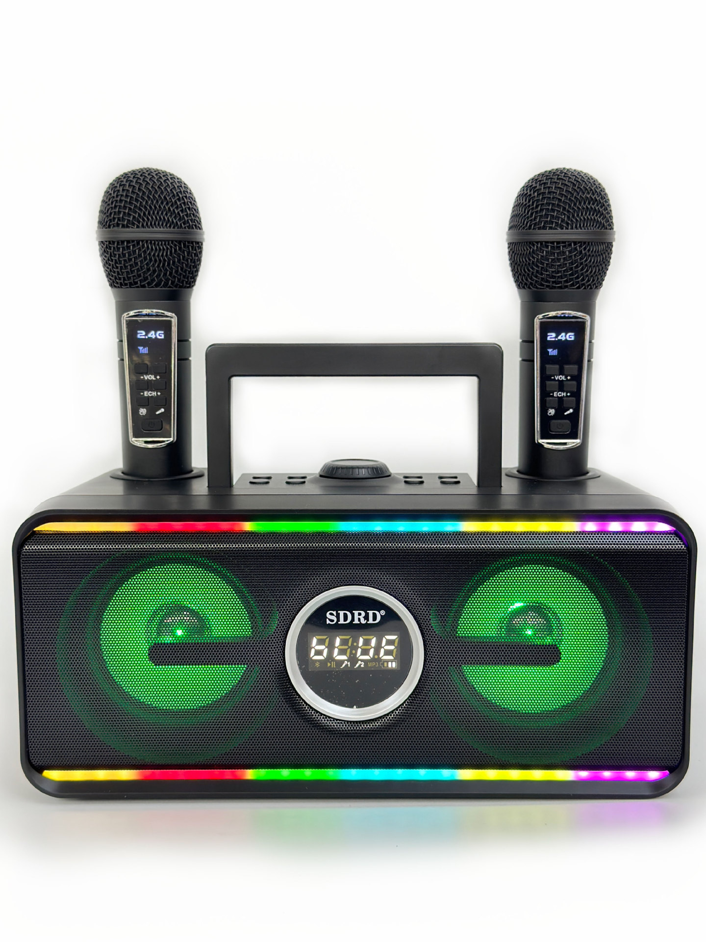 New SD216 Colorful Light Bluetooth Speaker Dual Mic Karaoke All-in-One Portable Outdoor KTV Singing Children's Microphone