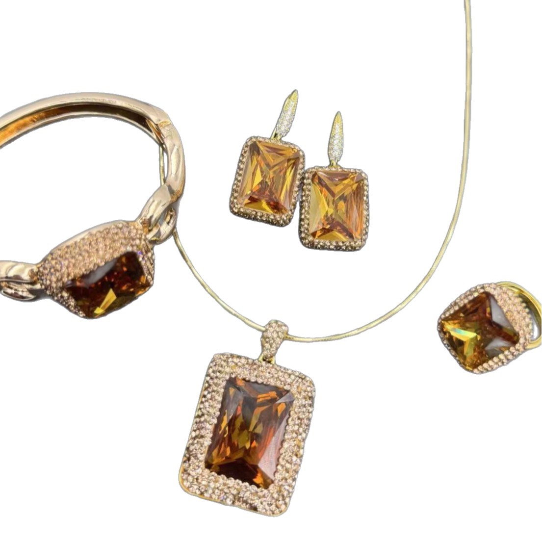 Turkish Sultanite Color-Change Inlaid Set Niche Light-Sensitive Stone Jewelry Live Stream Goods