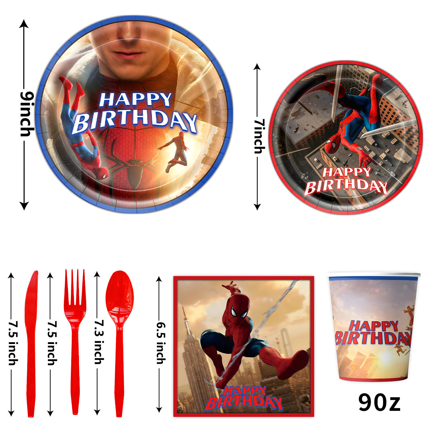 New Hero Spider-Man Theme Boy Birthday Party Tableware Paper Plate Paper Cup Napkin Tablecloth