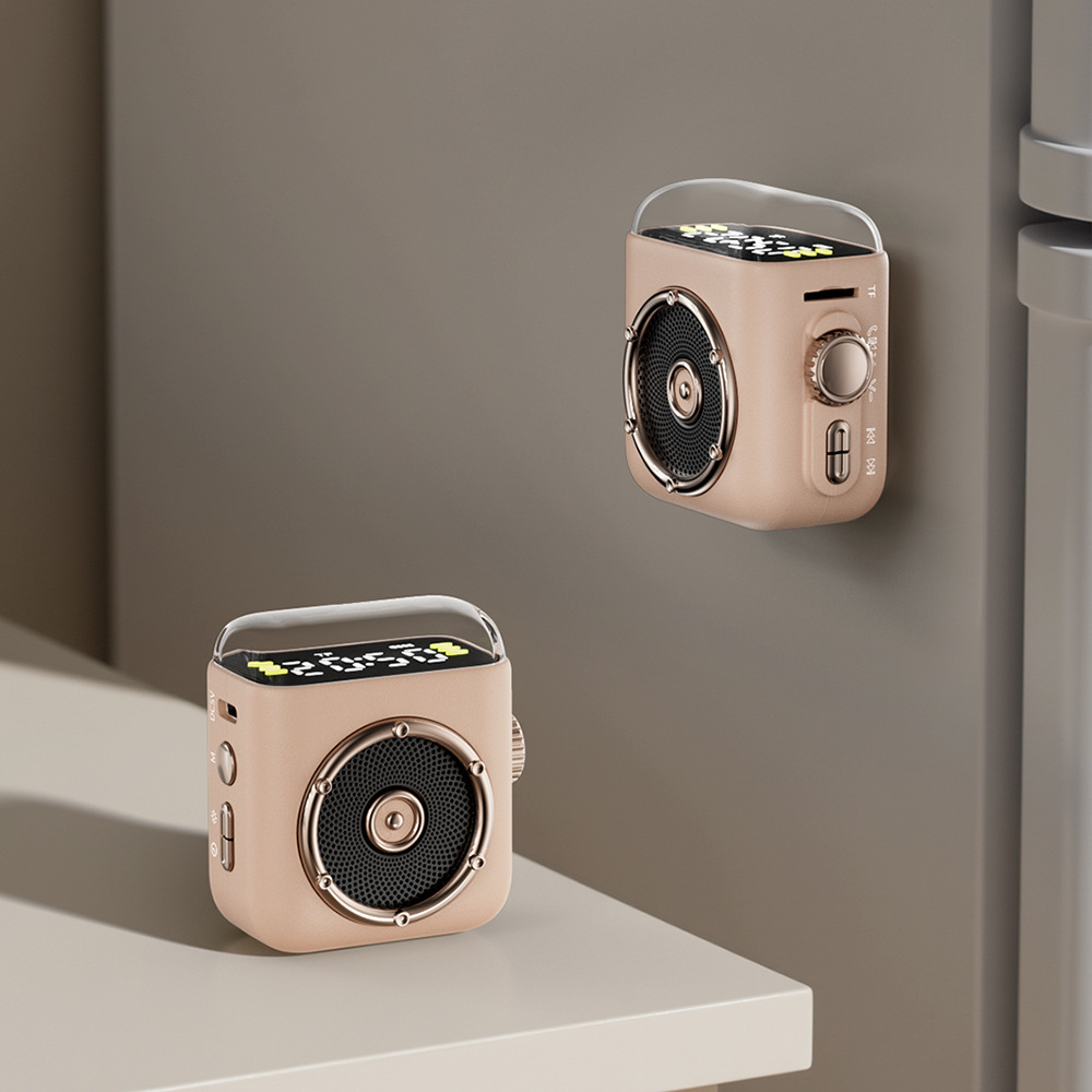 New P6 Wireless Bluetooth Small Speaker Magnetic Clip Clock Display Speaker Gift Speaker Print LOGO