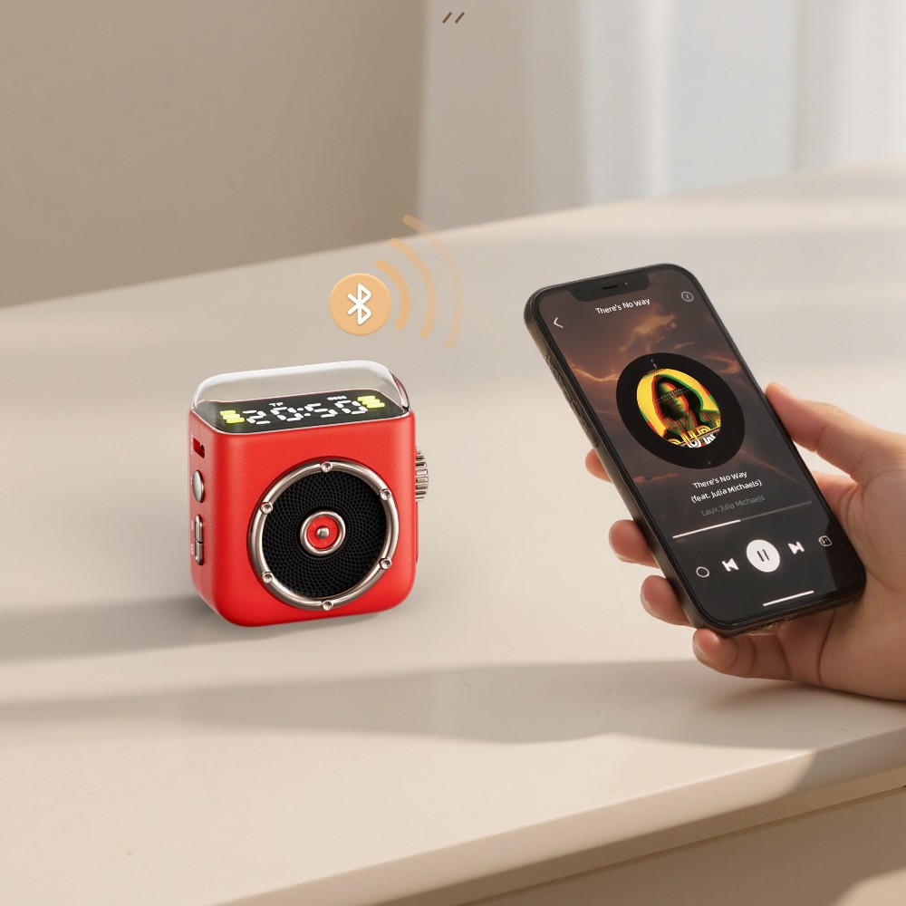 New P6 Wireless Bluetooth Small Speaker Magnetic Clip Clock Display Speaker Gift Speaker Print LOGO