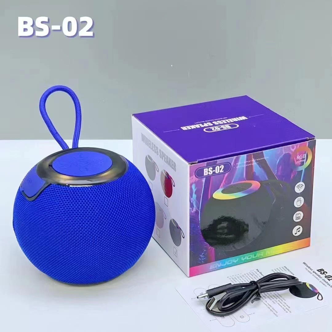 BS02 Bluetooth Small Speaker Portable Outdoor Colorful Light Card Speaker Wireless Handheld Subwoofer Speaker