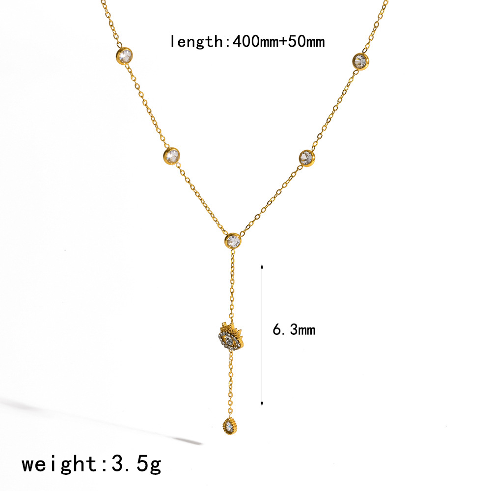 Ding Duo Y-shaped necklace 18k gold long stainless steel sweater chain necklace