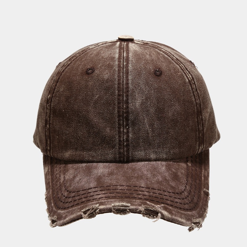 2026 New Washed Distressed Denim Blue Baseball Cap, Soft Top Curved Brim, Ripped and Frayed Duckbill Cap for Women, Street Sun Protection