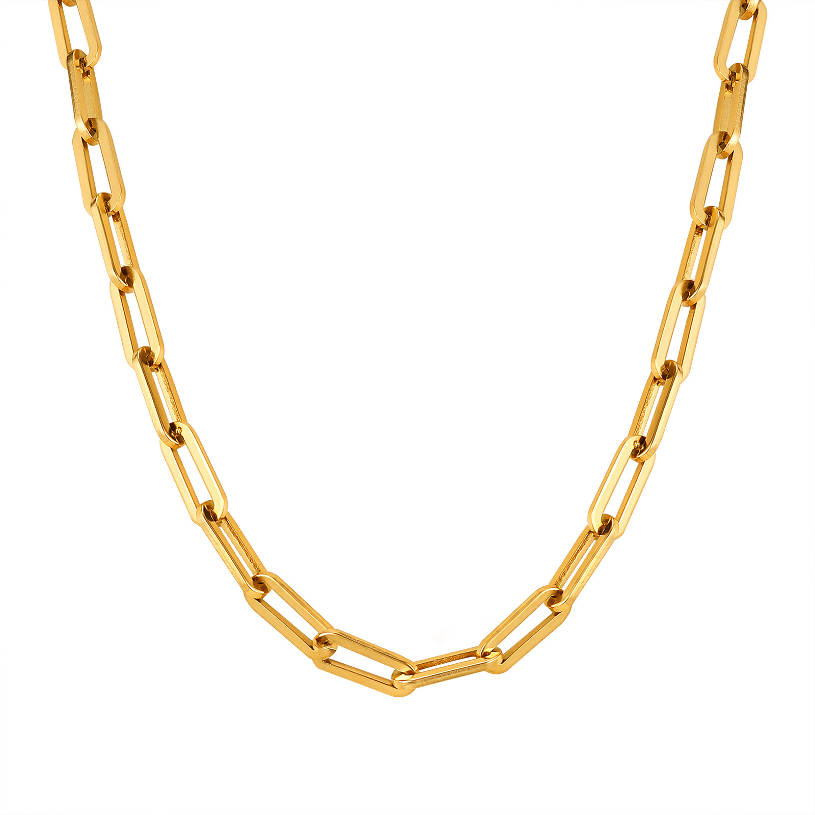Style Simple Geometric Necklace Bracelet Rectangular Chain Stainless Steel Women's 18K Gold Plated Accessories