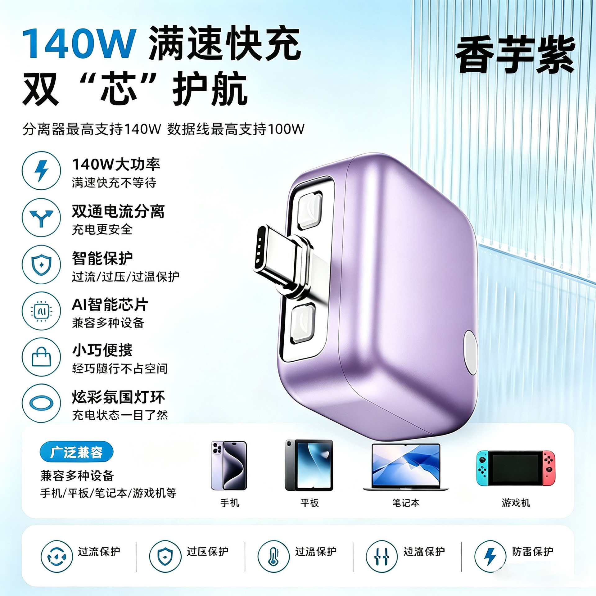 [Full charge puller] Mobile phone charger full charge disconnector AI recognition automatic power-off pull-out Type-C port
