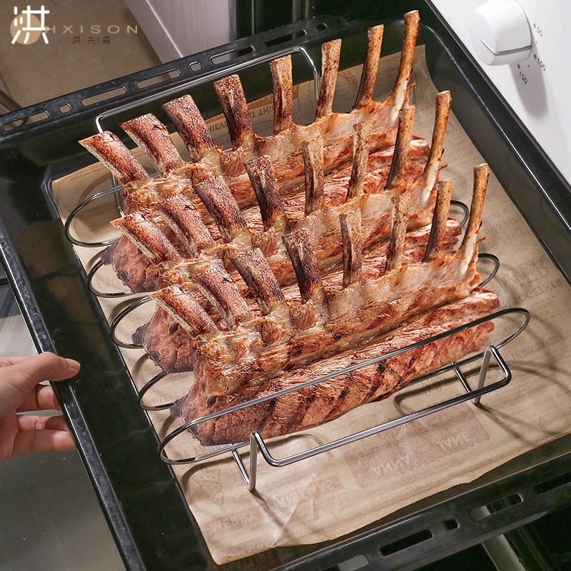 Air fryer grill rack, barbecue steak rack, non-stick paint chicken tool, lamb chop rib rack