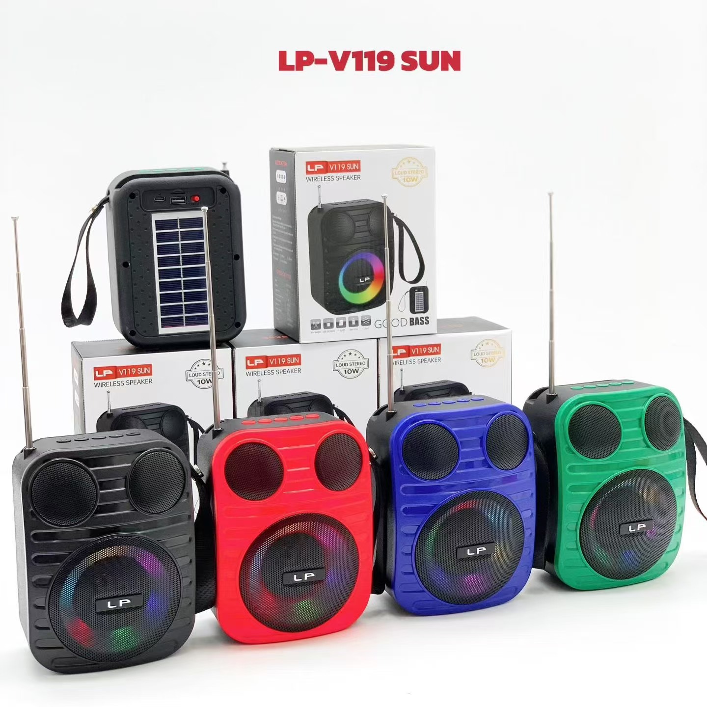 Solar LP-V119 SUN Wireless Bluetooth Speaker Outdoor Portable Mini Handle RGB Light Subwoofer