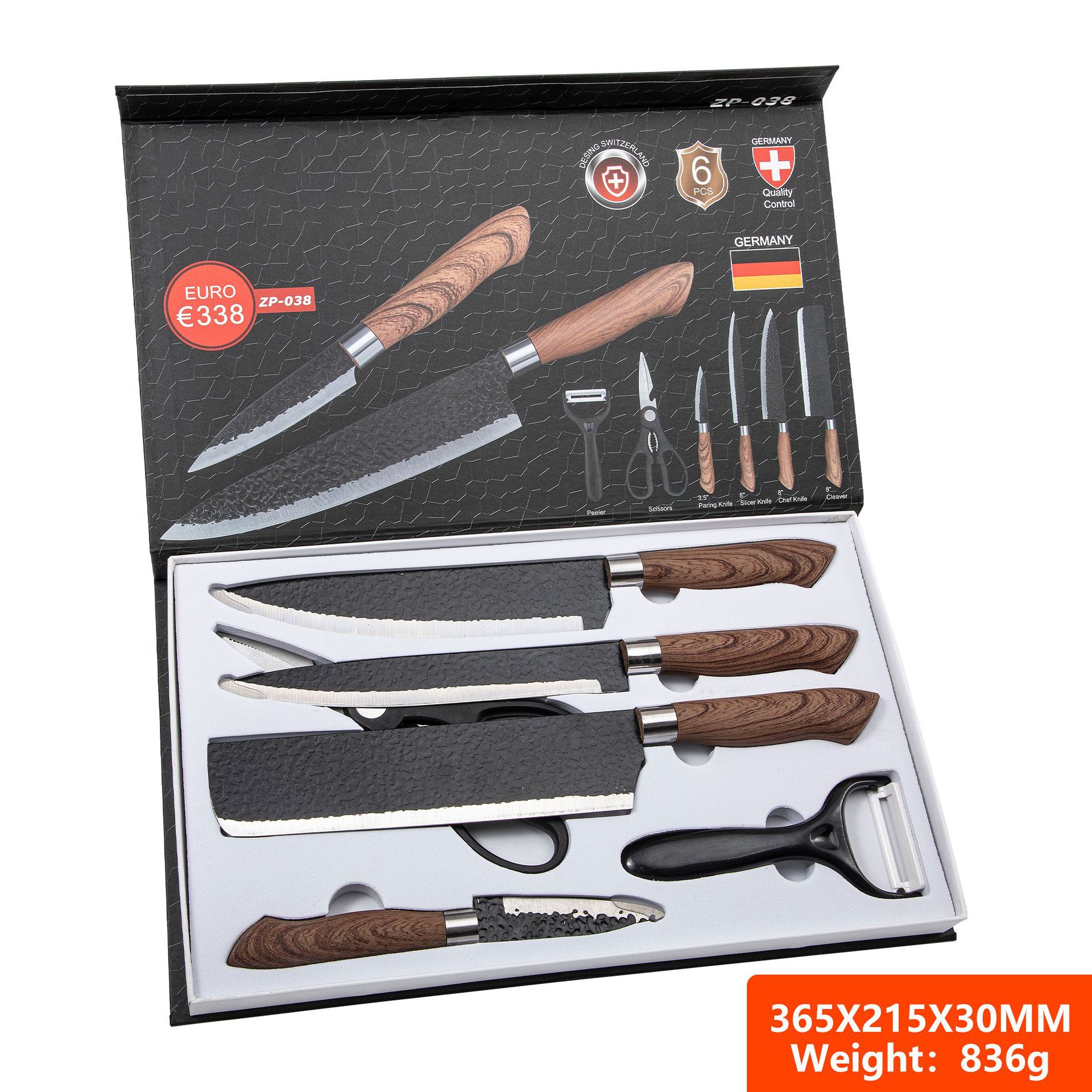Fruit Knife Set Six-Piece Kitchen Knife Stainless Steel Knife Wood Grain Handle Kitchen Knife Household Full Set
