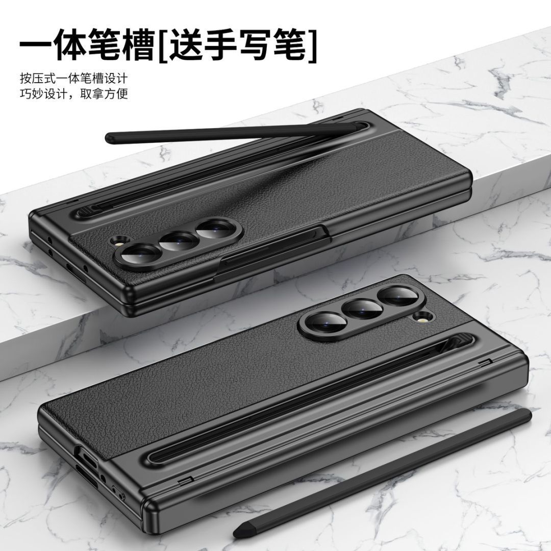 For Samsung Z Fold8 Ultra Phone Case Spring Pen Slot With Stylus Case Film Electroplated Leather Protection