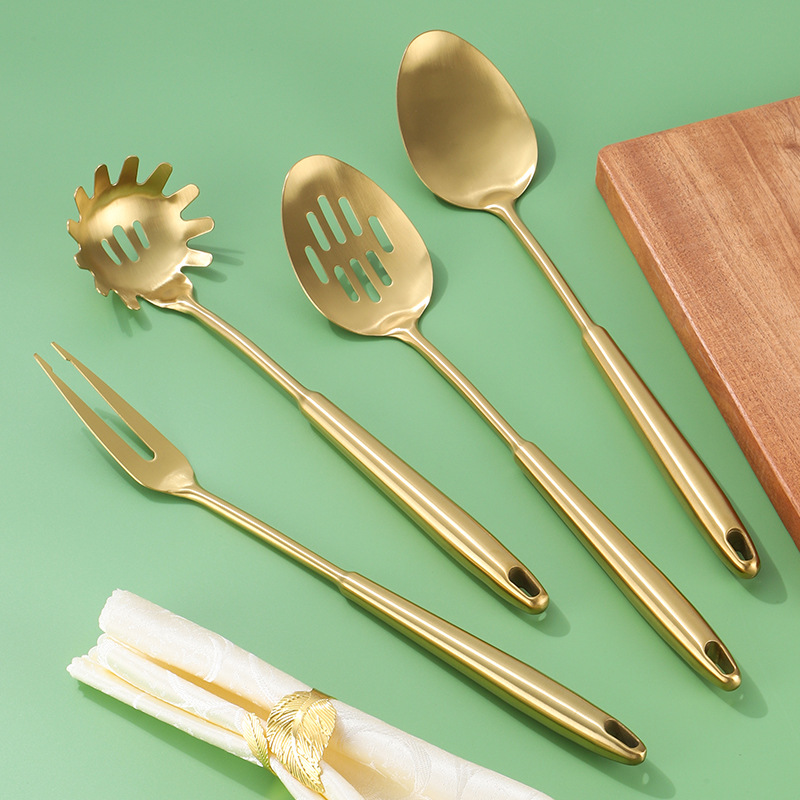 304 stainless steel spatula, kitchen cooking tool, egg beater, spoon, slotted spoon, anti-scald thickened household cookware set