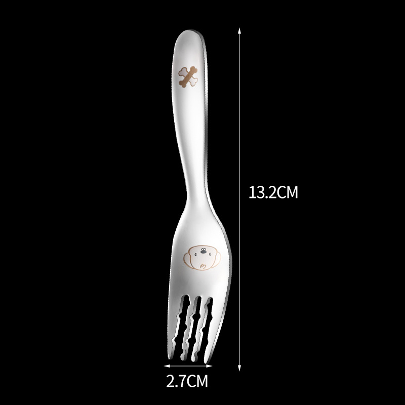 316 stainless steel children's spoon fork rice spoon toddler baby eating soup spoon color carved cartoon small spoon dessert spoon