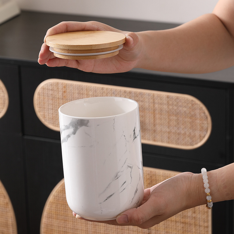 Nordic ceramic airtight jar kitchen grain storage jar food storage jar candy jar coffee tea canister airtight box