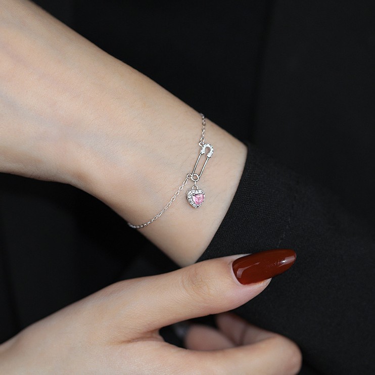 Heart Zirconia Paperclip Necklace for Women Niche Runaway Princess Niche Collarbone Chain Necklace for Women