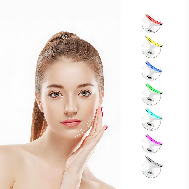 New Neck Beauty Device Vibration Massage Neck Line Device Small Iron Lifting Neck Facial Color Light导入 Beauty Device