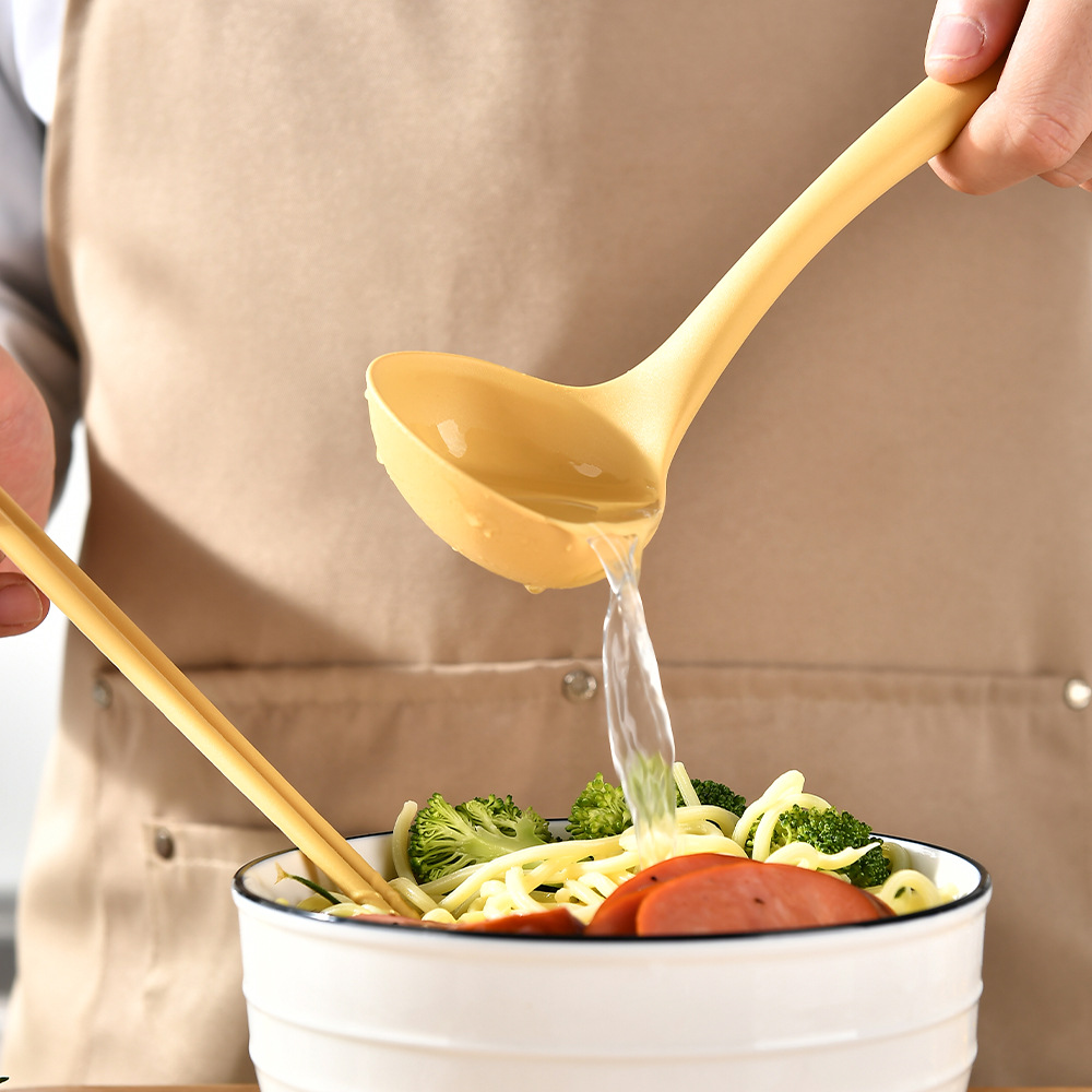 Integrated Non-Stick Silicone Soup Spoon Long Handle Spoon Silicone Chopsticks Two-Piece Set Ramen Tableware