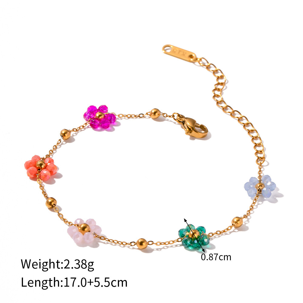 New cute flower bracelet 18K gold stainless steel simple design jewelry women