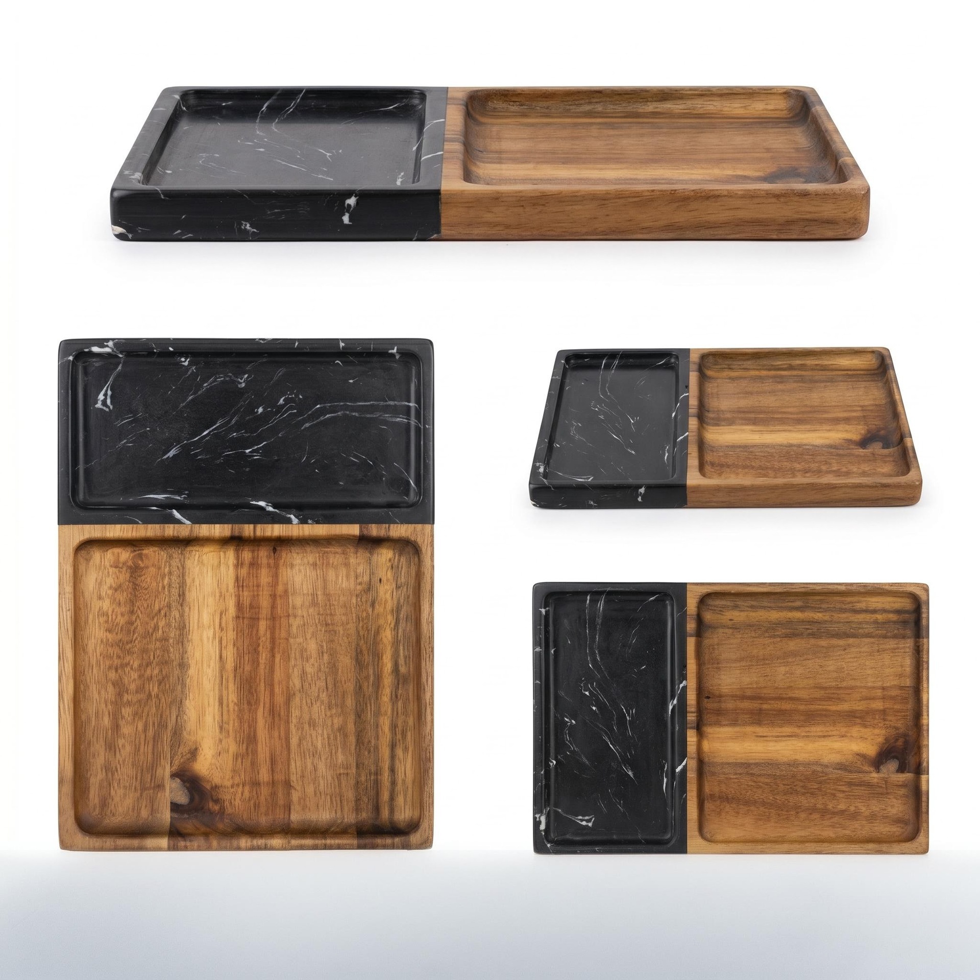 Marble Spliced Acacia Wood Tray Home Commercial Western Food Dessert Plate Fruit Storage Platter Wooden Plate