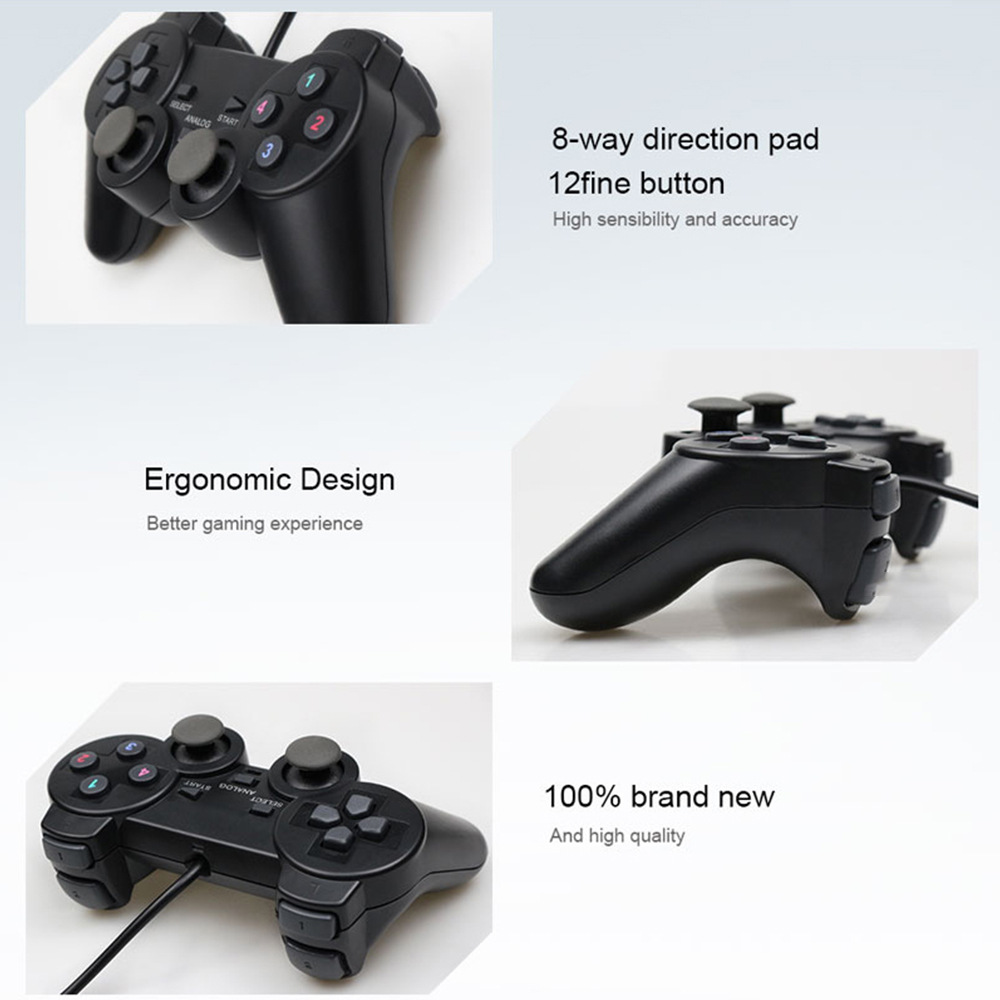 USB Wired Game Controller with Vibration Motor PC Computer Controller Single Player with Vibration