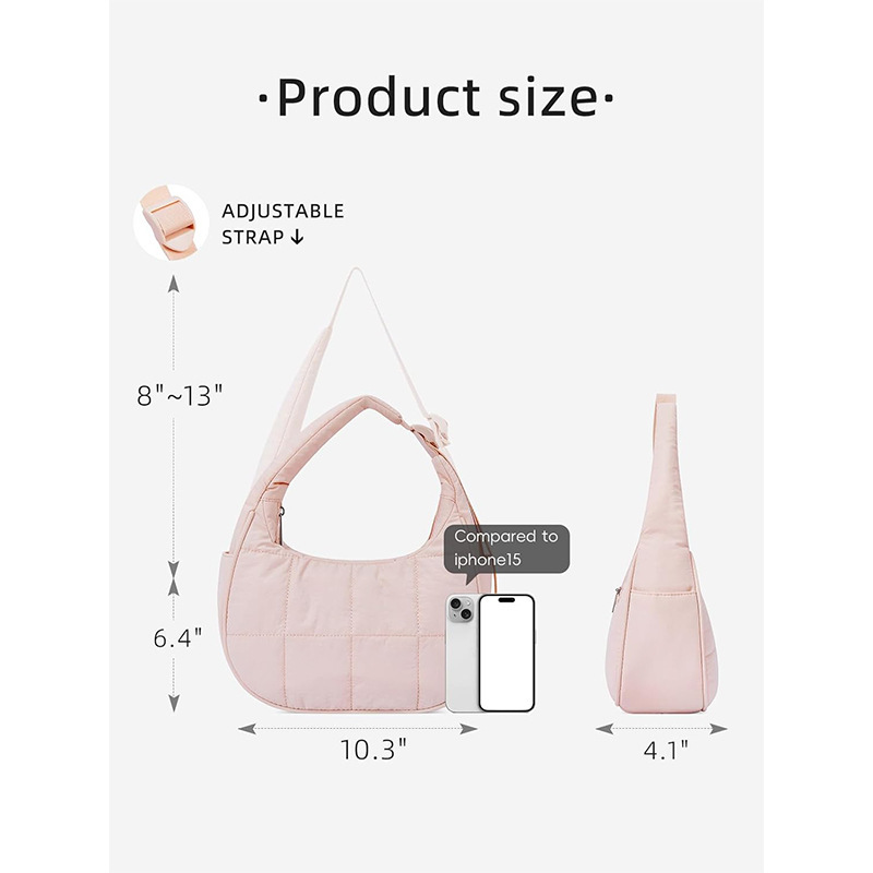 New Women's Small Down Bag Single Shoulder Bag Nylon Single Shoulder Wallet Handbag with Adjustable Strap