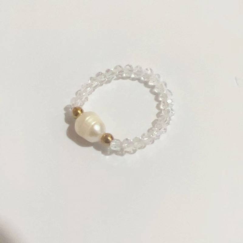 Pearl Ring, Colorful Cat's Eye Bead Stretch Ring, Instagram-Style, Unique and Girly Ring
