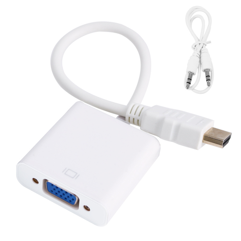 HDMI to VGA adapter cable with audio power supply connect TV computer cable HD adapter HDMI to VGA