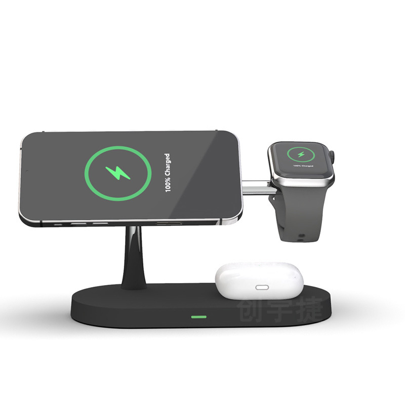 T268 5-in-1 Wireless Charger with Night Light for iwatch Apple Phone Airpods Wireless Charger