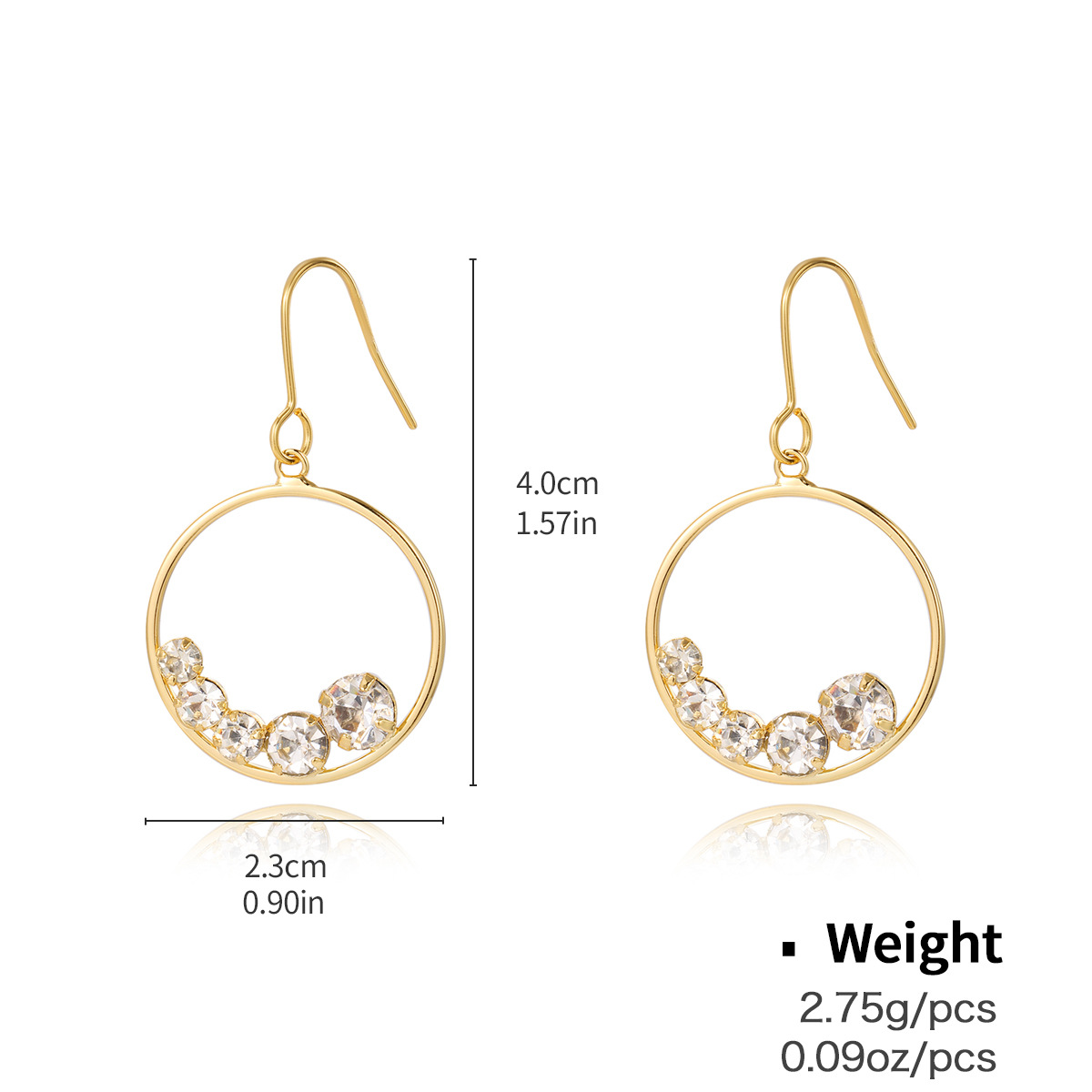 Kenjie copper zircon gold-plated silver needle earrings quality heart geometric earring treatment