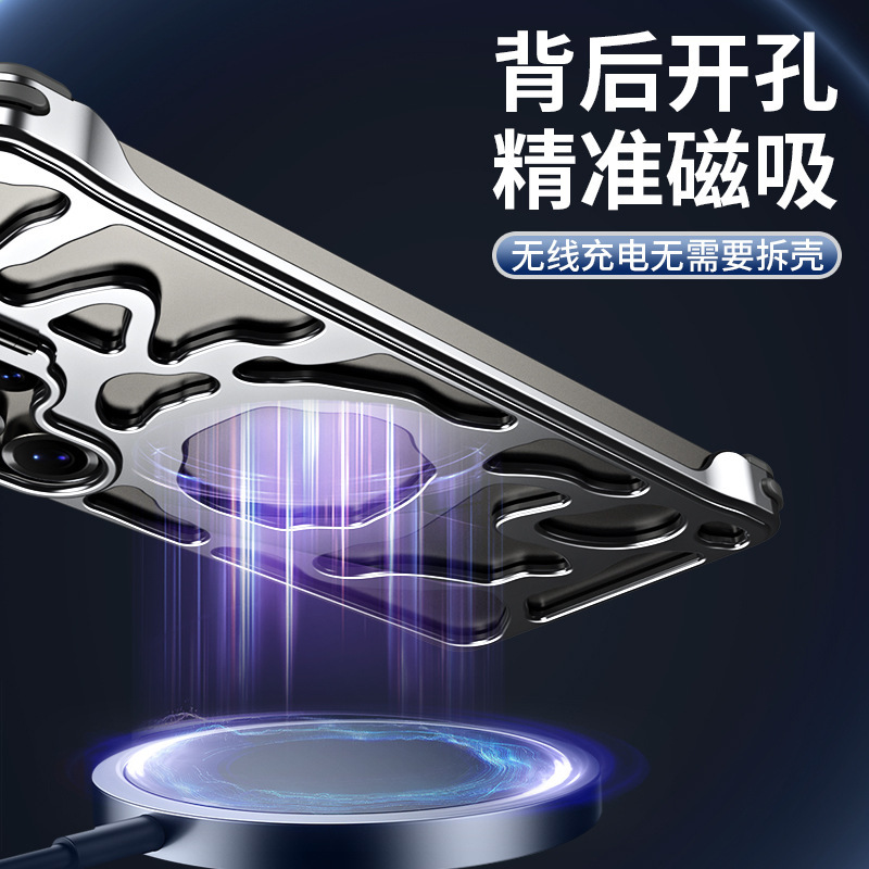 For Samsung S26Ultra Phone Case S25Ultra Magnetic Alloy Hollow Heat Dissipation Lens Stand Anti-Drop Case