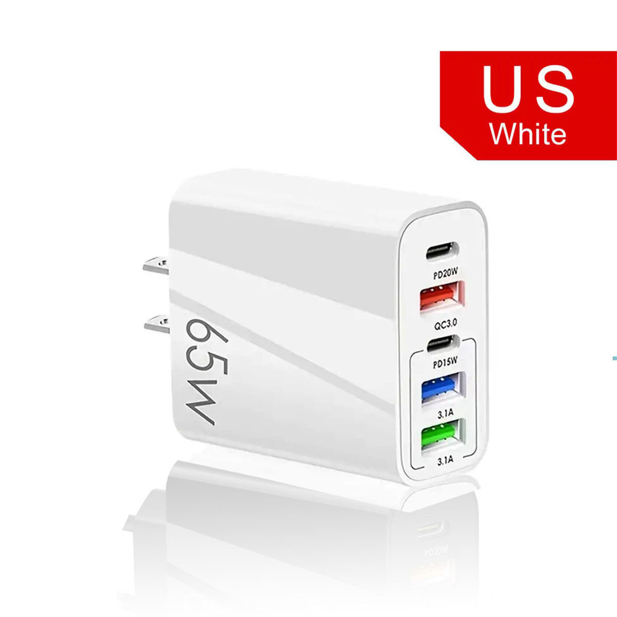 3.1A Rated 65W Fast Charging Phone Charger Type-C PD+3USB Multi-Port Travel Charger Charging Head
