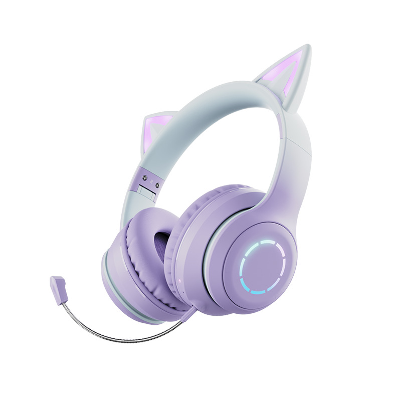 Over-ear Bluetooth Headphones Cat Ear Wireless Light Cute Women Children Music Phone Computer Game E-sports Earphone