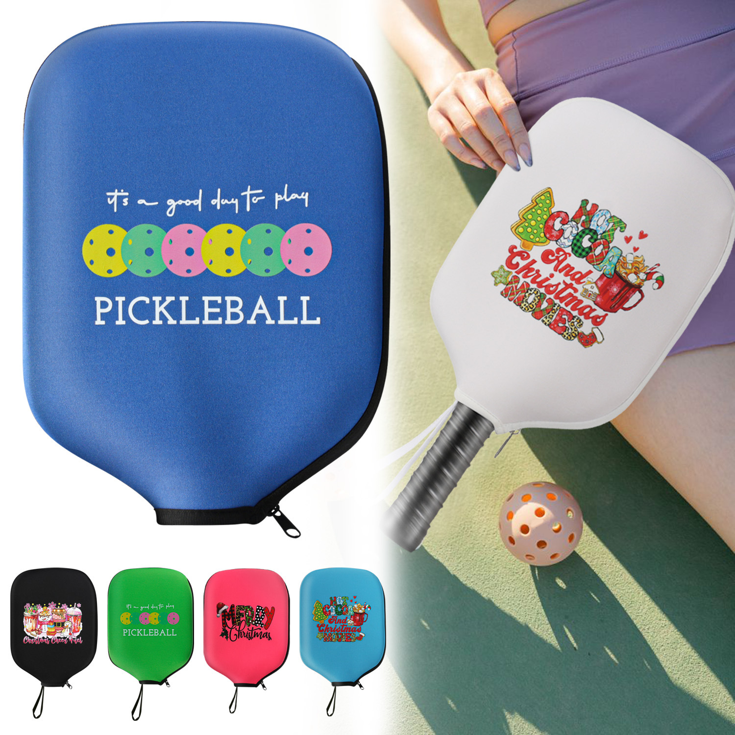 Pickleball paddle case, beach tennis racket bag, table tennis paddle bag, neoprene paddle protective case