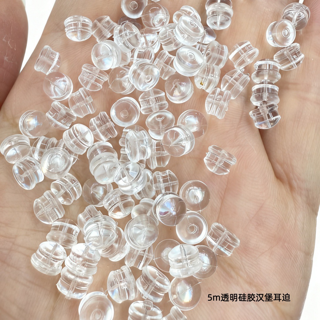 100 pieces environmentally friendly transparent silicone hamburger earplugs flying saucer ear stoppers bullet head ear stoppers DIY earring studs accessories