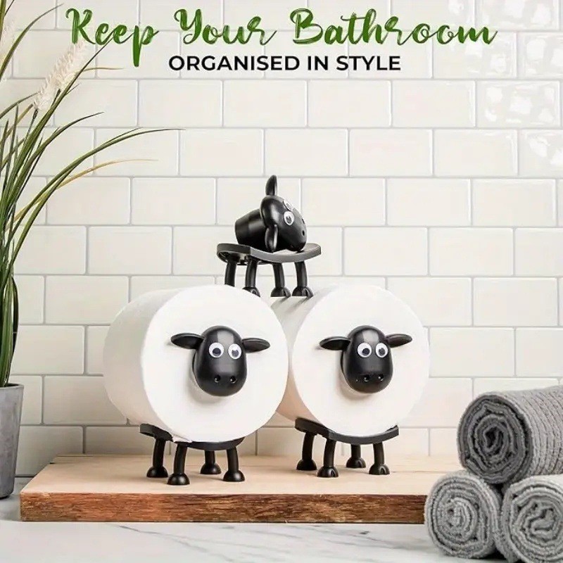 Adhesive label funny sheep toilet paper roll holder cute home sheep paper towel holder