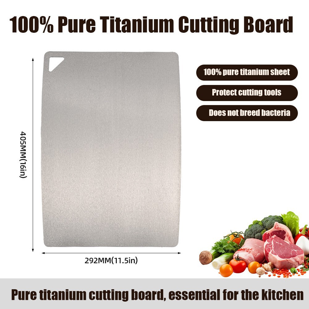 Antibacterial anti-mold ice crystal pure titanium cutting board kitchen meat cutting ice flower crystallization double-sided anti-slip full titanium cutting board