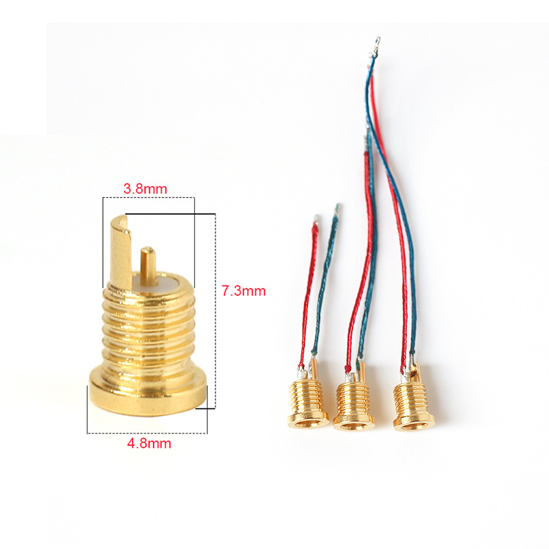 Solderable Pin Socket Female MMCX Pure Copper Gold-plated Built-in Thread Nut Headphone Accessories