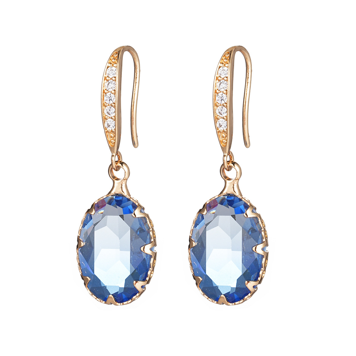 Geometric Jewelry Dazzling Oval Gemstone Earrings Ear Cuff Set with Zircon Super Fairy Tourmaline Earrings