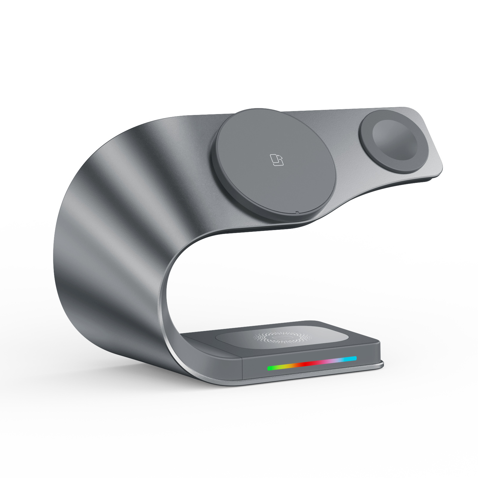 3-in-1 Foldable Rotatable Wireless Charger for Apple Phone Wireless Fast Charging Metal Magnetic Stand