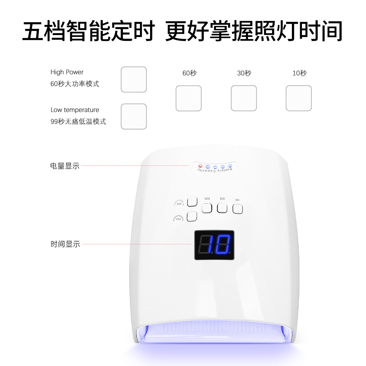 66W Rechargeable Nail UV Lamp for Nail Gel Curing Long Battery Life Nail Machine