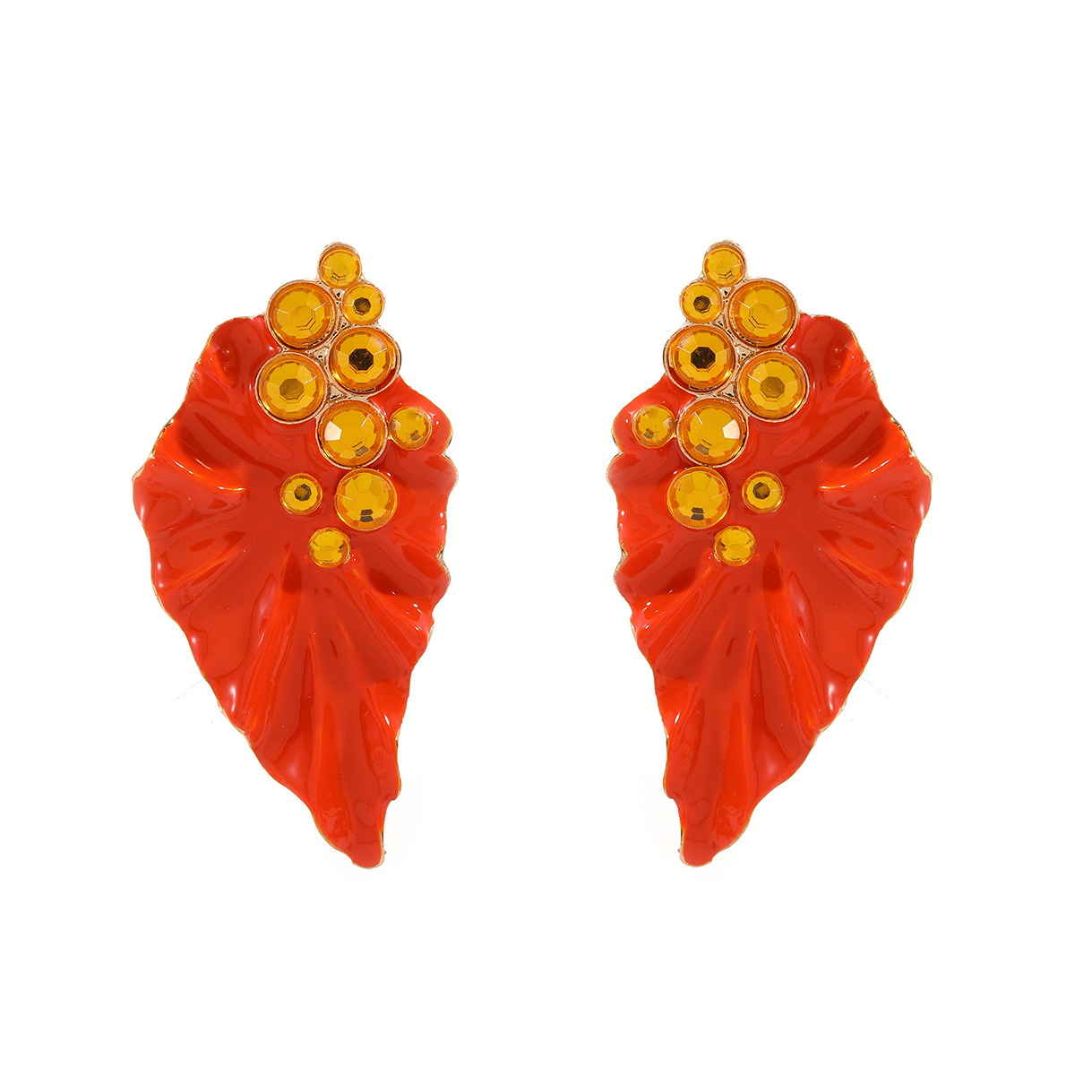 ZA exaggerated white enamel petal drop earrings rhinestone earrings for women ear accessories