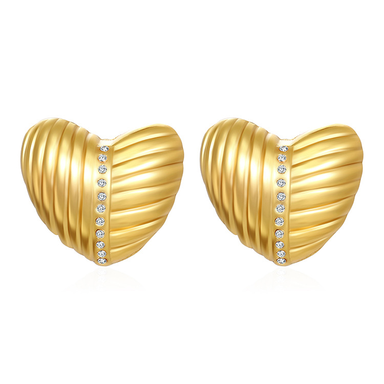 Glue diamond stainless steel earrings for women, set with zircon ear clips, ear accessories