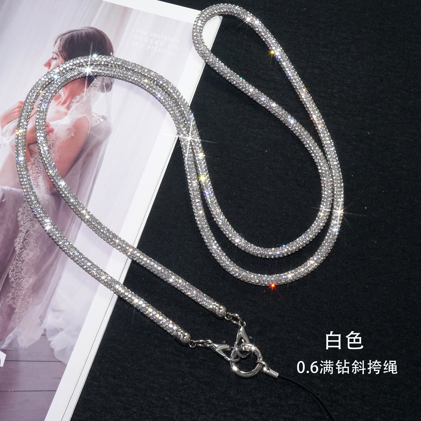 0.6cm Rhinestone Crossbody Chain Luxury Full Diamond Phone Lanyard Camera Strap Detachable Bag Strap