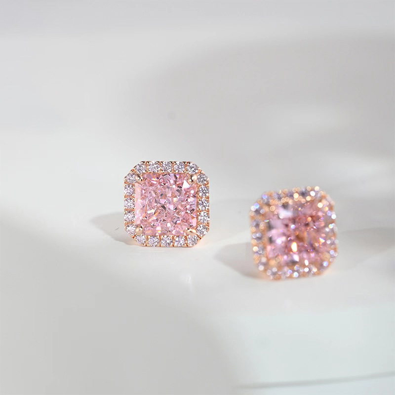 S925 silver needle ear studs women geometric sugar cube ear accessories commuter style ear drops