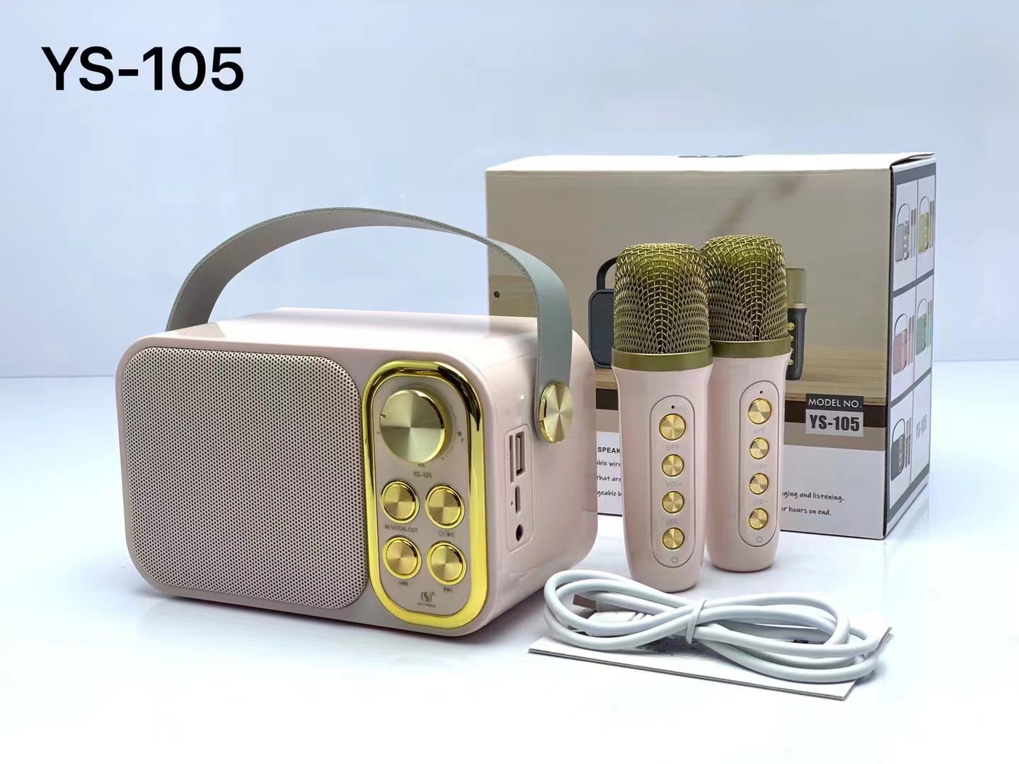 YS-105 Bluetooth Audio Dual Mic Home KTV Outdoor Karaoke Microphone Professional Children K Song Speaker