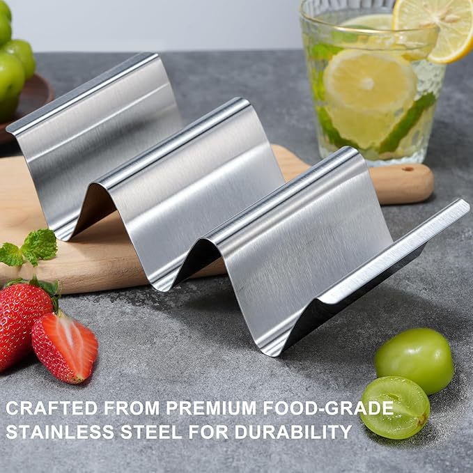 7-Piece Set Stainless Steel Wavy Taco Tortilla Mexican Taco Holder Plate
