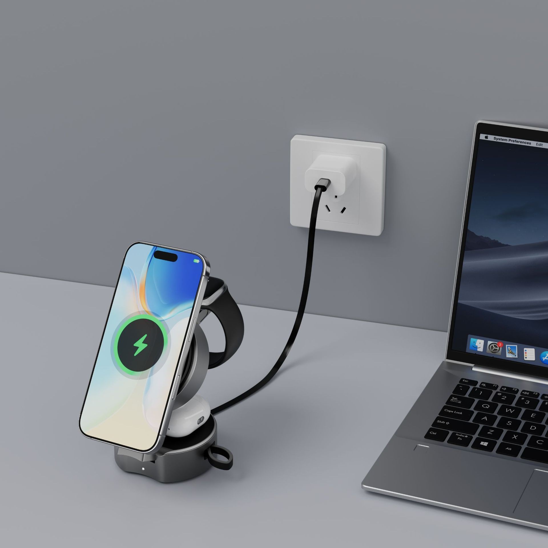 Qi2 three-in-one retractable cable wireless charger for Apple iPhone 15W magnetic wireless charger