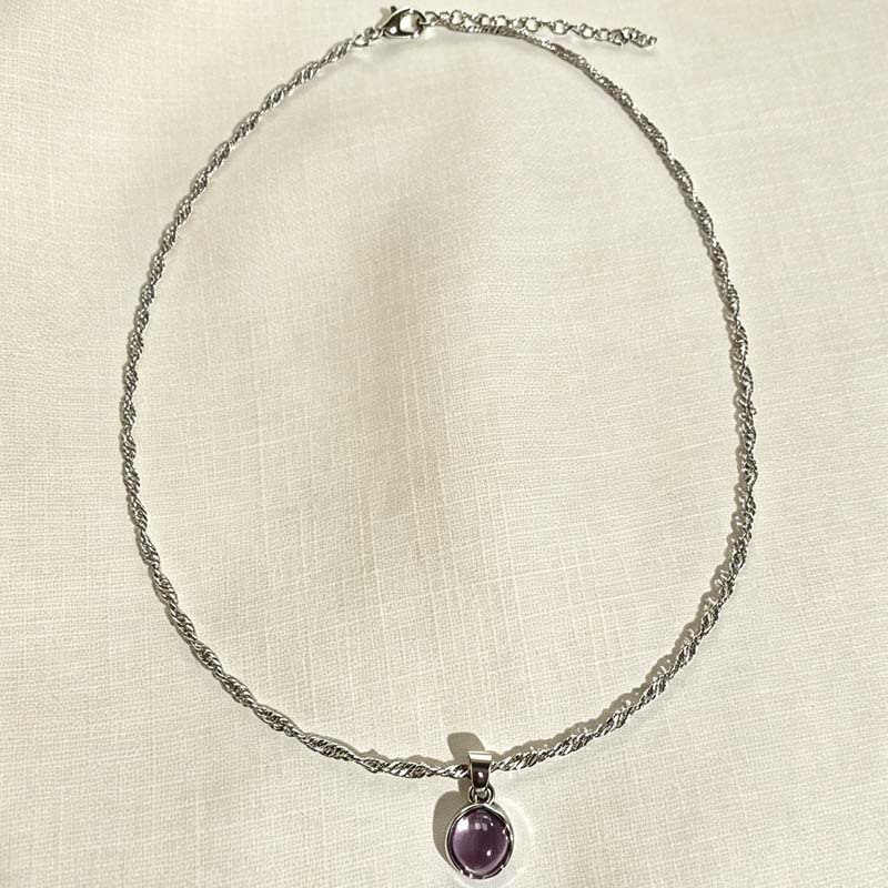 Niche New Amethyst Necklace Pendant Silver Plated Women's Accessory Niche Best Friend Birthday Gift